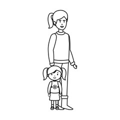 mother and daughter with winter clothes