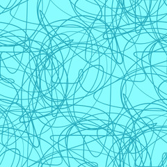 Chaos pattern. Wavy background. Hand drawn waves. Seamless tangled wallpaper. Stripe texture with many lines. Print for banners, flyers or posters. Line art