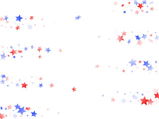 Flying red blue white star sparkles on white 