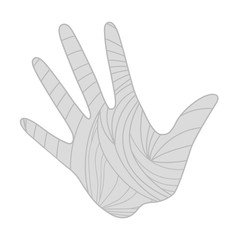 Hand with abstract patterns on isolation background. Design for spiritual relaxation for adults. Zen art. Doodle for banners, posters, t-shirts and textiles