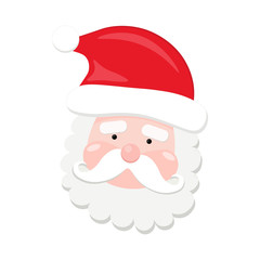 vector head of santa claus in a red hat. merry christmas and happy new year. winter holiday greeting card. background elements.