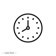 clock icon, time line sign on white background - editable vector illustration