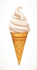Soft vanilla ice-cream in cone isolated on a white background