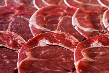 Close up Raw Fresh Meat Slices