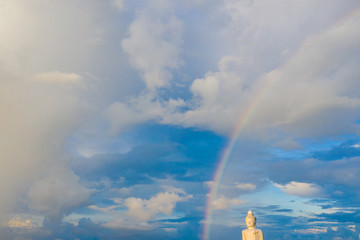 areial view amazing rainbow cover Phuket big Buddha..Phuket Big Buddha is one of the island most important and revered landmarks on the island. © Narong Niemhom