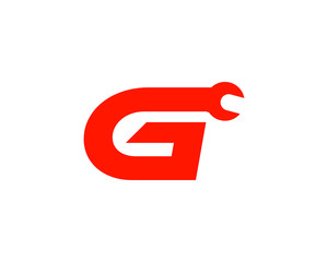 Letter G with wrench logo, Industrial, repair, tools, service and maintenance logo for corporate identity