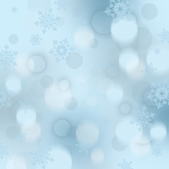 Christmas background with snowflakes and baubles