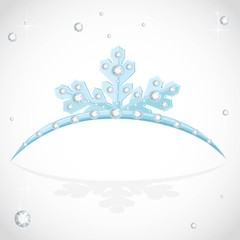 Blue tiara snowflakes shaped for Christmas ball on a white background