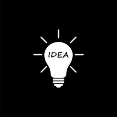 Light bulb, idea icon or logo on dark background