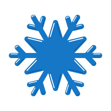 Snowflake blue icon. Cartoon snow flake sign isolated on white background.  Symbol of Christmas holiday, winter celebration. New Year silhouette  pattern for decoration. Vector illustration Stock Vector | Adobe Stock
