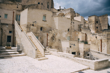 Beautifully restored cave dwellings in Matera's Sasso Caveoso, Matera traditional architecture, Basilicata, Italy