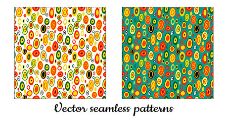 Seamless vector pattern. In the style of Gustav Klimt. Abstract bright colored background.