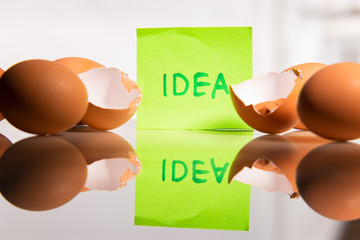 Egg shell and the inscription Idea