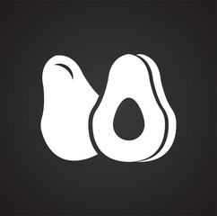 Avocado on black background icon