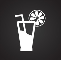 Orange juice on black backgorund icon