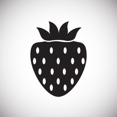 Strawberry on white background icon