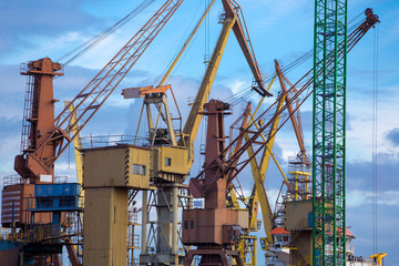 Industrial cranes in Gdansk shipyard