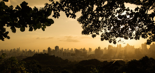 Sunrise with panorama of Panama City