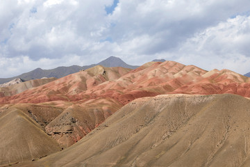Landscape around the famous Pamir Highway M41 in Kyrgyzstan in Central Asia
