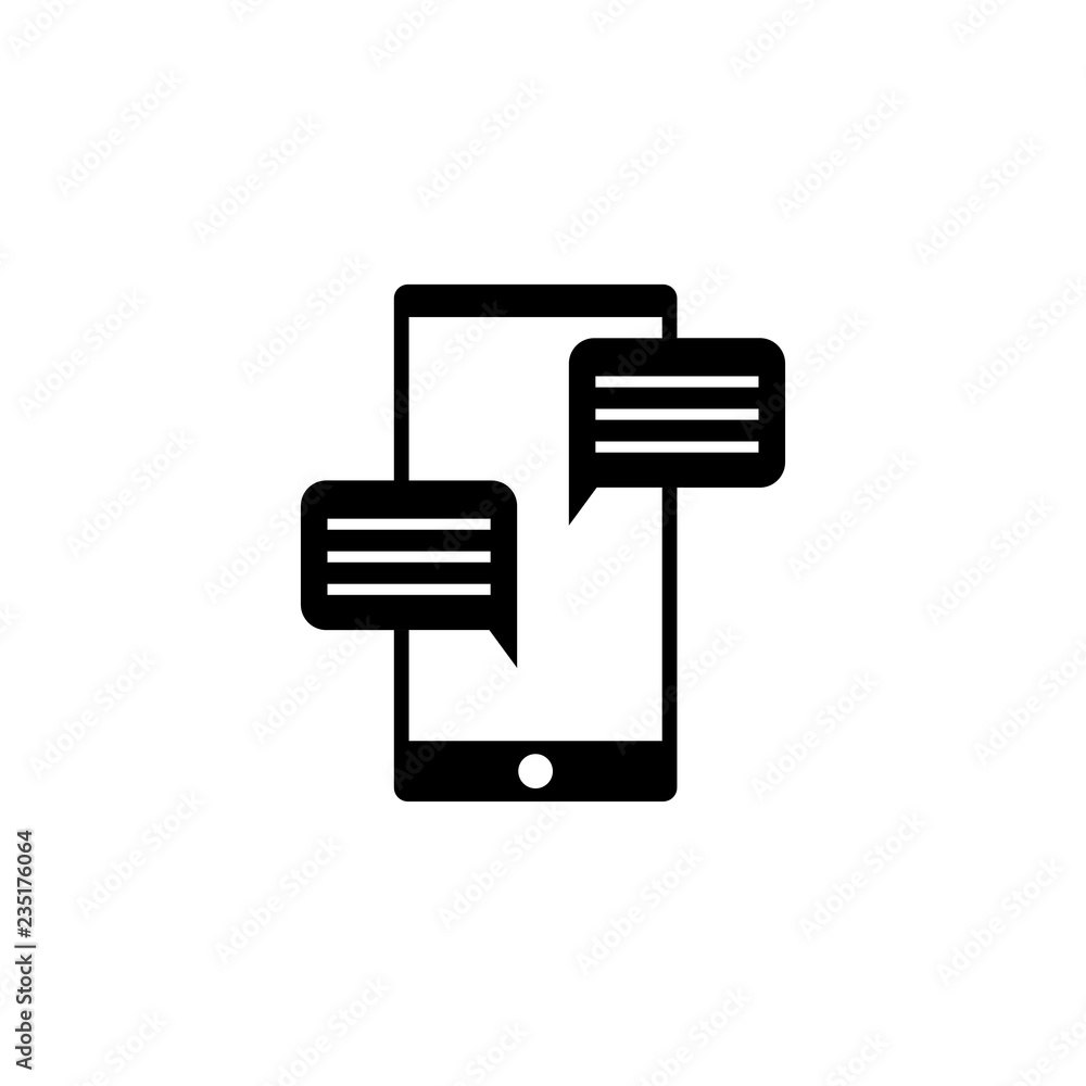 Poster mobile chatting icon.mobile phone representing web chatting and dialog.