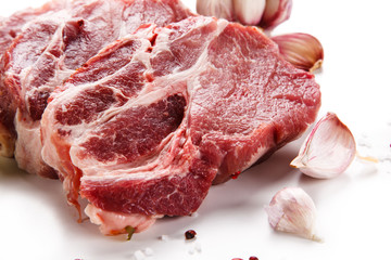 Fresh raw beef isolated on white background