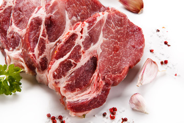 Fresh raw beef isolated on white background