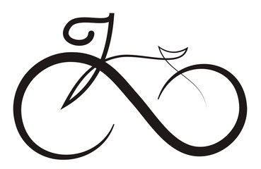 Infinity bike icon logo design element, eps 10 vector illustration with black silhouette isolated on white background.