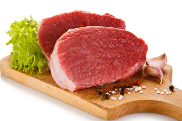 Fresh raw pork on white background