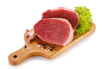 Fresh raw pork on white background