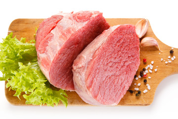 Fresh raw pork on white background