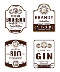 Alcoholic drinks vintage labels