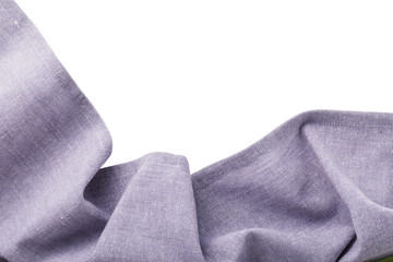 Top view purple napkin isolated on white background with copy space