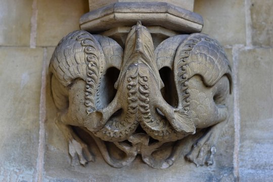 Image of a stone dragon on the wall of a church in London, United Kingdom