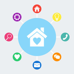 House with heart vector icon.