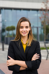 Portrait of young businesswoman outdoor