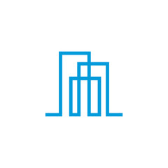 Modern line art City logo template. City skyline line art vector illustration