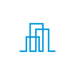 Modern line art City logo template. City skyline line art vector illustration