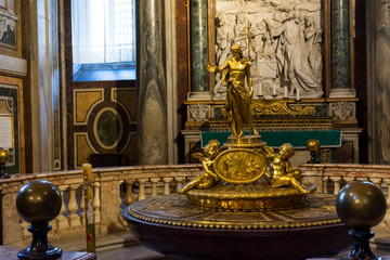 The Golden Statue of Saint in the Basilica of Santa Maria Maggiore.