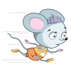 cartoon sports mouse quickly runs