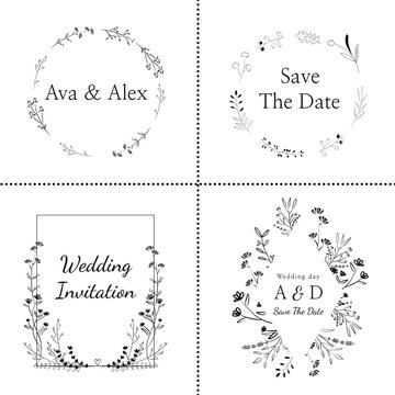 Floral wedding invitation hand drawn style