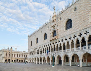 Venice in the early morning with Doge palace, nobody in Italy