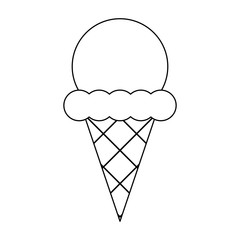 Ice cream cone cartoon in black and white
