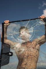 Achieving sport ambition with right workout. Focus on building strength and power. Strong man hold...