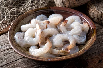 Deurstickers Raw Pacific White Shrimp © fudio