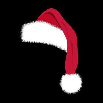 Santa Hat Icon Symbol Design. Vector Christmas  illustration isolated on black background