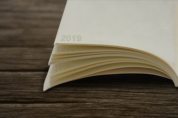 New Year 2019 Coming concept, page book 