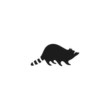 Raccoon icon, isolated on white background. Black raccoon silhouette. Logo for your project. Vector illustration.