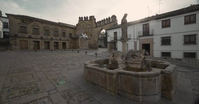 Lion fountain in the Populo square in Baeza Jaen Spain