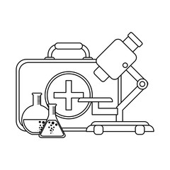 Medical supplies and elements in black and white