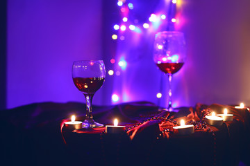 Wine glasses. Valentines day, romantic photo